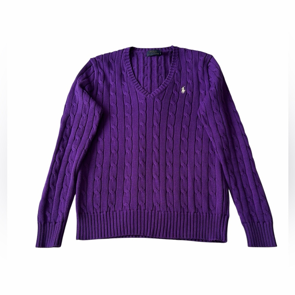 Ralph Lauren V-Neck Sweater in Rich Purple